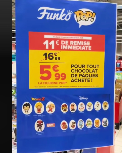 Promotion Carrefour figurines Funko Pop Pques 2025