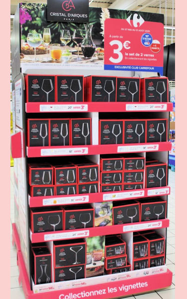 Prsentoir produits Cristal d'Arques Paris Carrefour