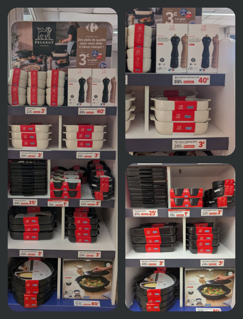 Prsentoirs articles Peugeot  3 chez Carrefour