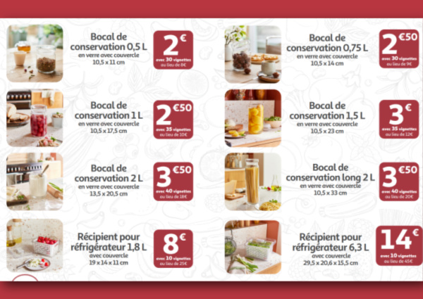 Liste des produits et bocaux Comptoir de Famille vignettes Auchan
