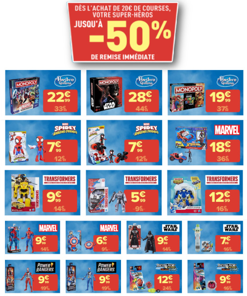 Offre Carrefour Hasbro 50% de remise immdiate