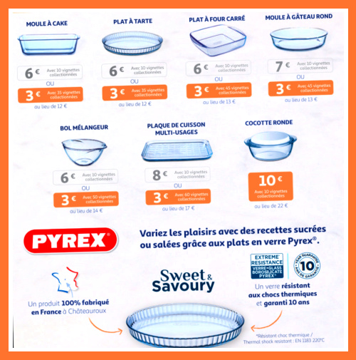 Produits Pyrex à collecter avec vignettes Auchan