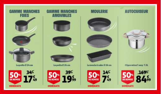 Produits de l'offre Auchan reprise poëles casseroles Tefal SEB