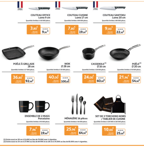 Liste des produits et ustensiles Top Chef vignettes Auchan