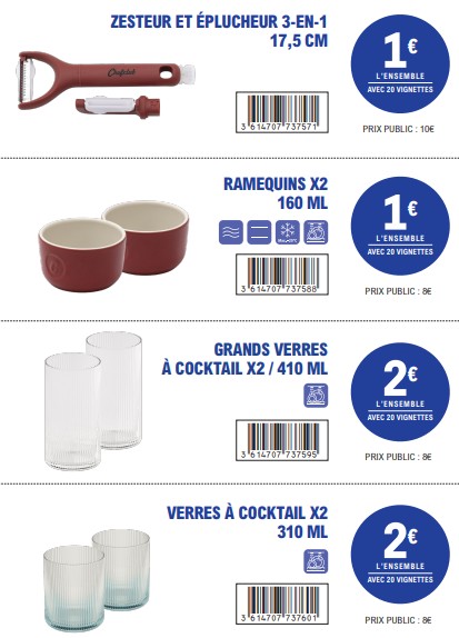 produits de la collection Leclerc vignettes Chef Club en r�duction