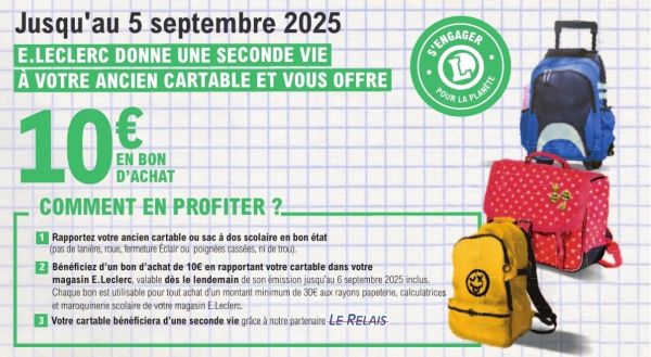 Leclerc reprise cartable 2025