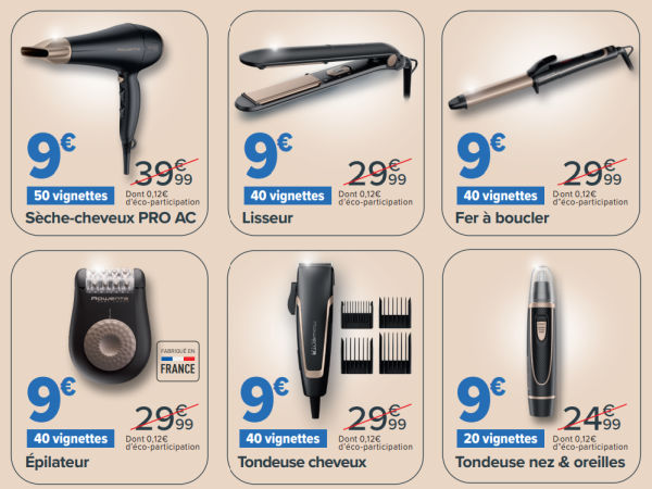 Liste des produits Rowenta � 9� vignettes Carrefour 2026