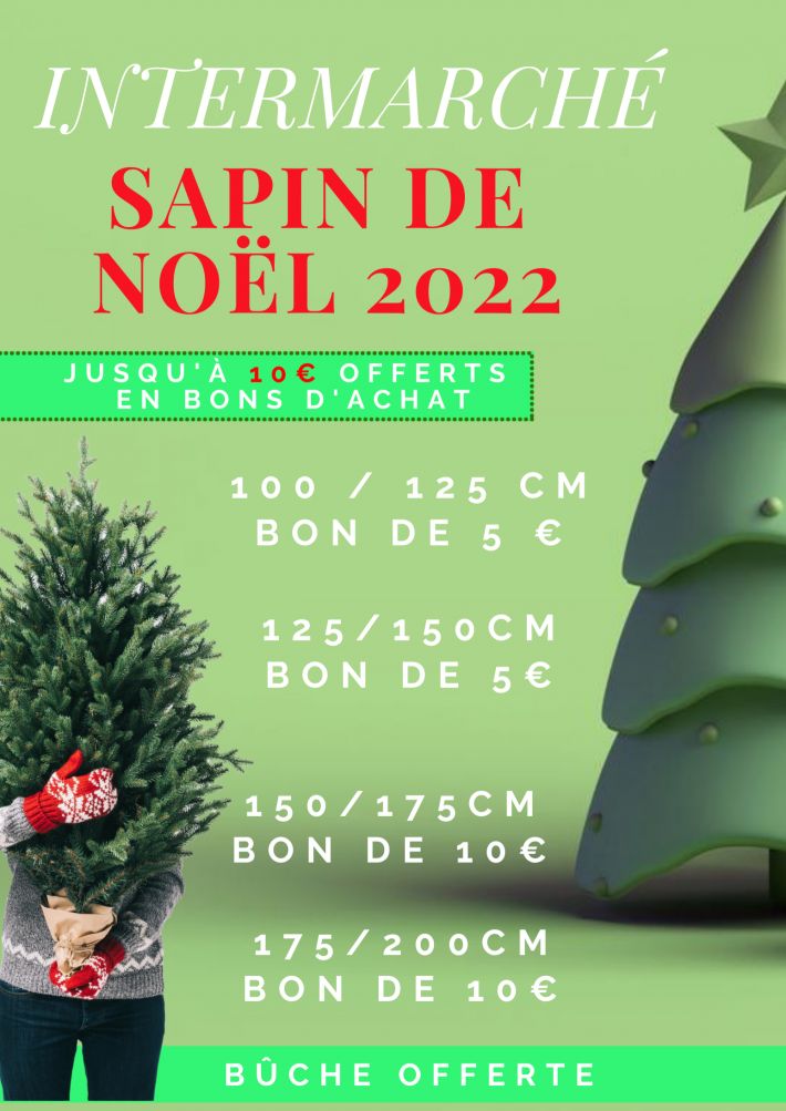 Promo sapin de Noël Intermarché 10€ offerts en bon d'achat