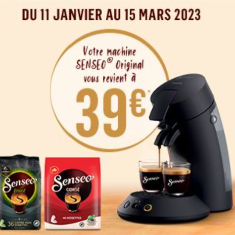 Offre de remboursement Senseo 2023 Promotion ODR machine  39 euros