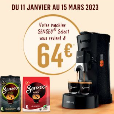 Offre de remboursement Senseo 2023 machine  64 euros