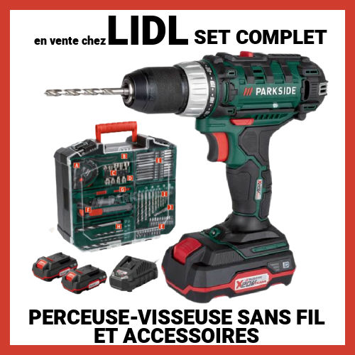 Perceuse-visseuse sans fil et accessoires Lidl Parkside 89,99�