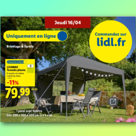 Tonnelle pliante Lidl Livarno 79,99�