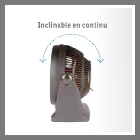 Vue de l'inclinaison du ventilateur de table Lidl Silvercrest