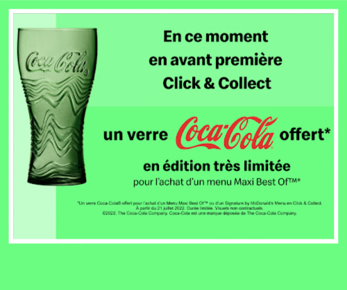 Verre Coca Cola 2022 Mcdo exclusif Click and Collect