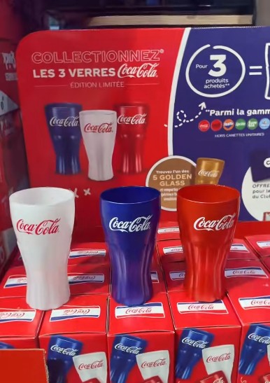Verres coca Carrefour offerts vus en rayon