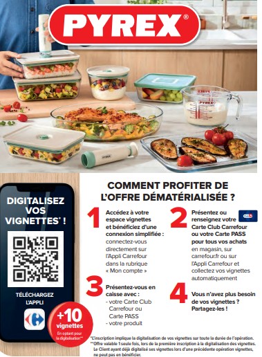 vignettes pyrex dematerialisees appli carrefour