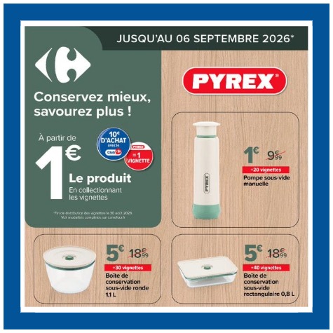vignettes Carrefour pyrex 2026