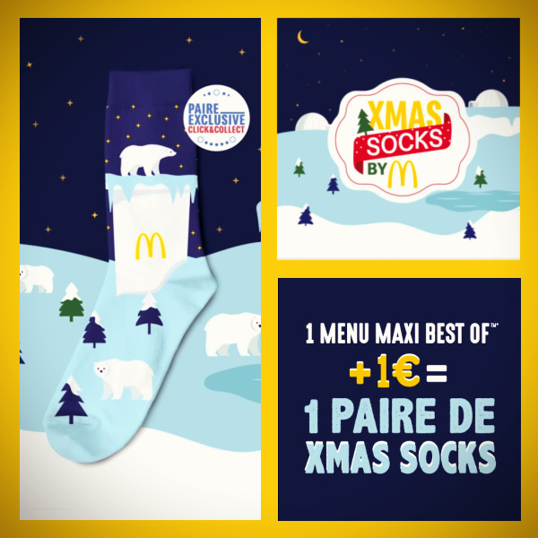 Mcdonalds xmas socks chaussettes de Noël Mcdo 2021