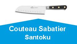 Sabatier 714780 Lion Santoku Ideal-Lame Forgée 18 cm-Manche Pom Noir à Rivets en Laiton Traversants-Fabriqué à Thiers-251 g, Acier