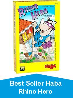 HABA 302203 - Rhino Hero, jeu d\'empilage en 3D pour 2  5 super-hros gs de 5 ans et plus, avec des rgles simples pour s\'amuser rapidement, jeu d\'action pour toute la famille