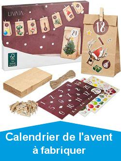 LIVAIA Calendrier de l\'Avent  remplir soi-mme: Magnifique calendrier de l\'Avent  faire soi-mme avec 24 sacs et autocollants de Nol - Calendrier de l\'Avent pour le bricolage par LIVAIA